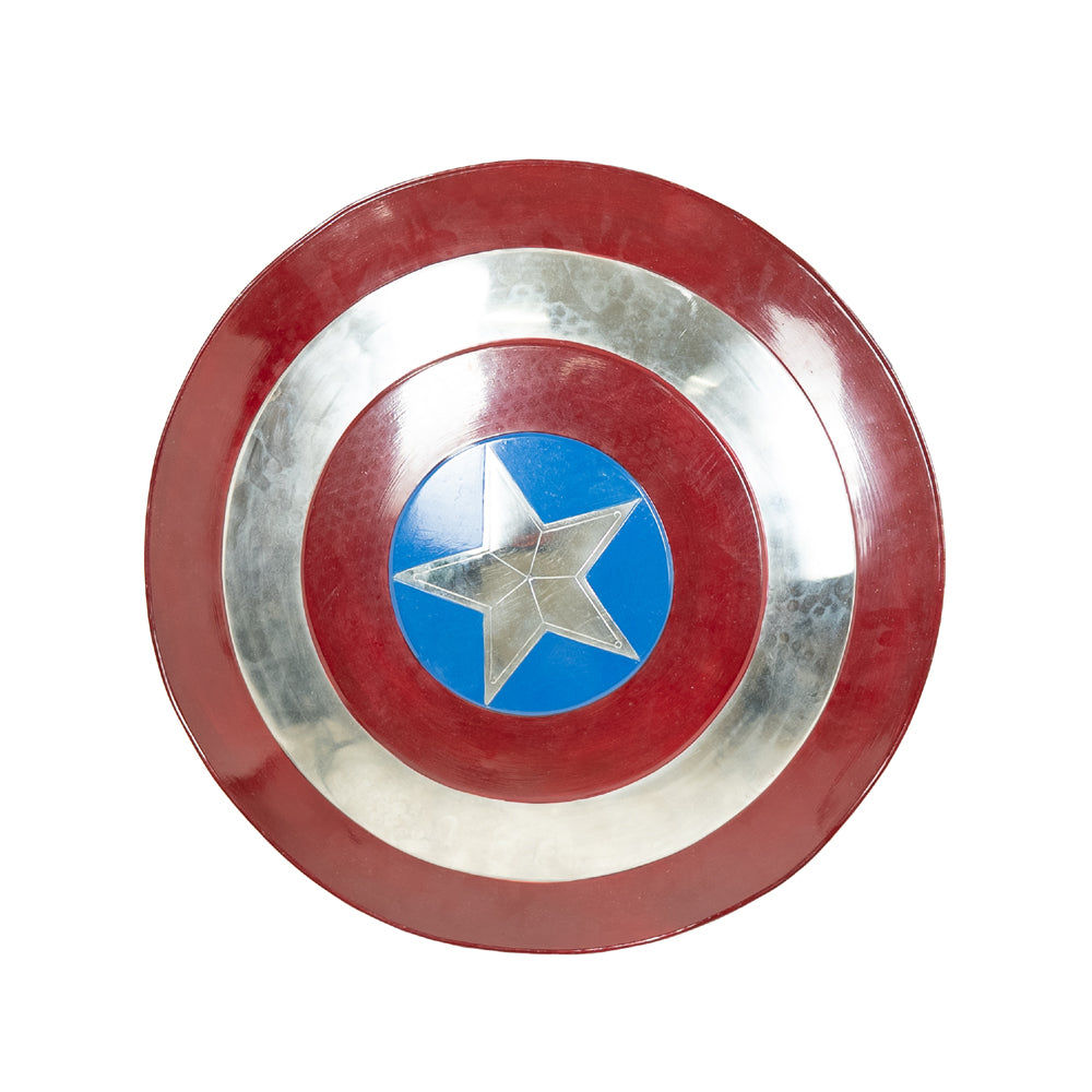 Phirkcraft Iconic Captain america real metal shield by marvel legends,(Adjustable grip with Leather Strip  24- Inch, Large)