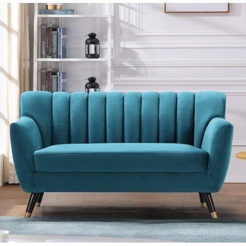 Wooden 2 Seater Sofa For Living Room (Blue)