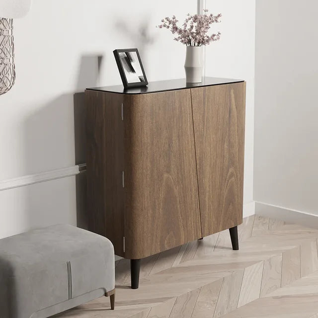 Modern Wooden Shoe Cabinet with Multi-Compartment Storage & Ventilation Design