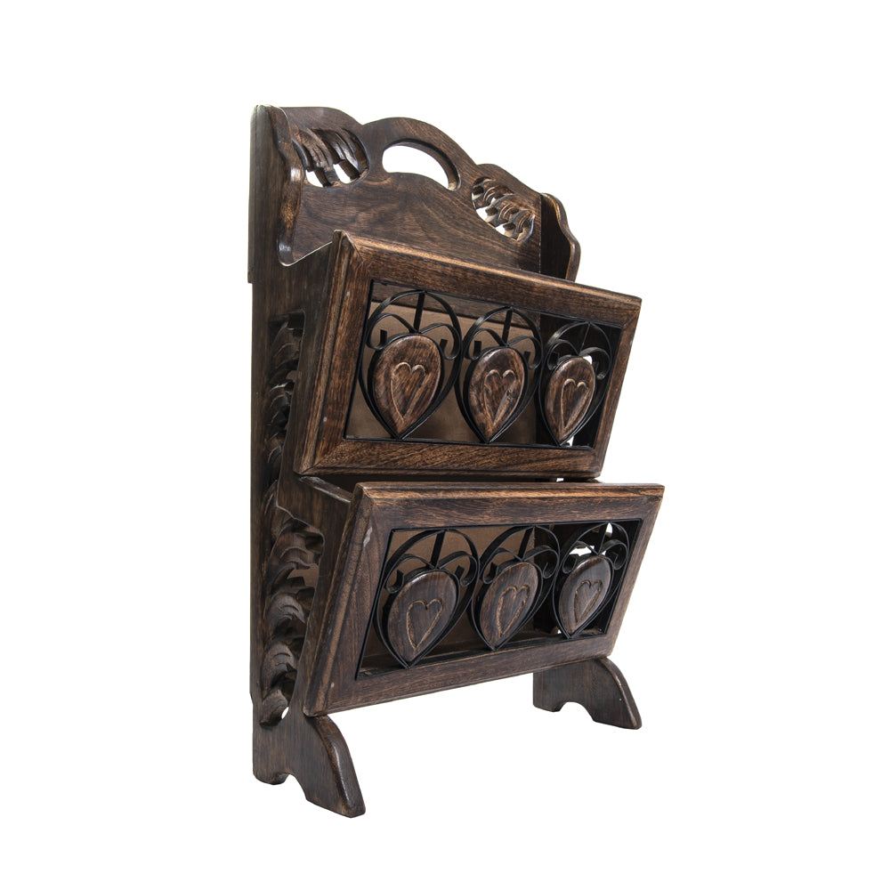 Phirkcraft Wooden and Wrought iron Magazine Stand | Book wall & Newspaper holder stand for office and Home