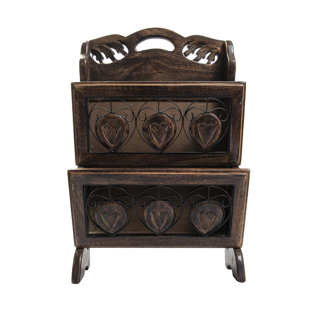 Phirkcraft Wooden and Wrought iron Magazine Stand | Book wall & Newspaper holder stand for office and Home