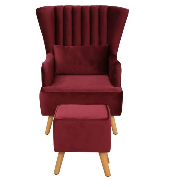 Wooden Wing Chair For Living Room (Maroon)