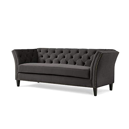 Wooden 3 Seater Sofa For Living Room (Dark Grey)