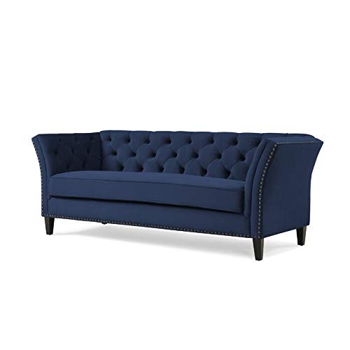 Wooden 3 Seater Sofa For Living Room (Dark Blue)