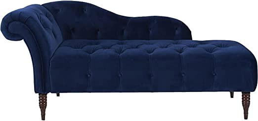 Handmade Solid Wood 2 Seater Lounge Couch – Navy Blue | Luxury Chaise Lounge Sofa for Living Room