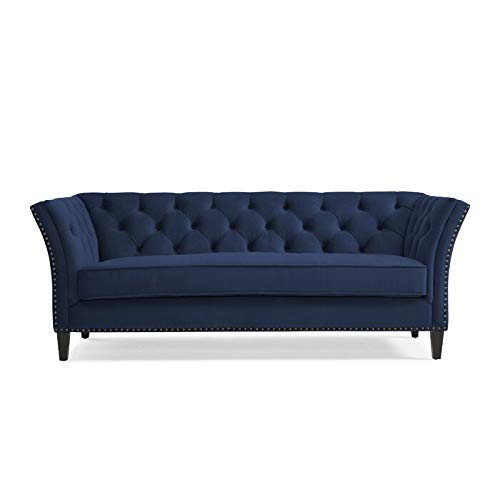 Wooden 3 Seater Sofa For Living Room (Dark Blue)