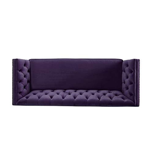 Wooden 3 Seater Sofa For Living Room (Purple)