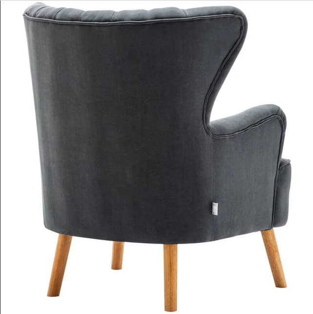 Wooden Wing Chair For Living Room (Dark Grey)