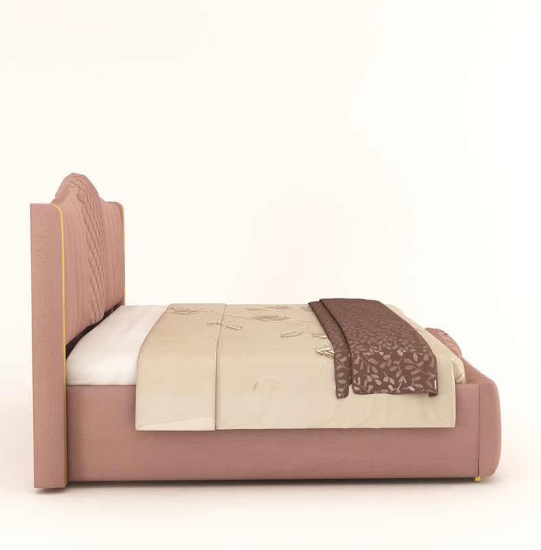 Phirkcraft Double Bed with Box Storage, Sheesham Wood,(Pink)