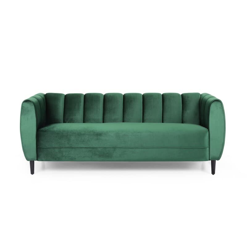 Phirkcraft 3 Seater Cozy Cloud Premium Fabric Sofa in Emerald Green