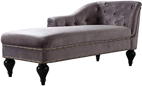 Wooden Italian Sectional Velvet Diwan Luxury Chaise Lounge Sofa (Light Grey)