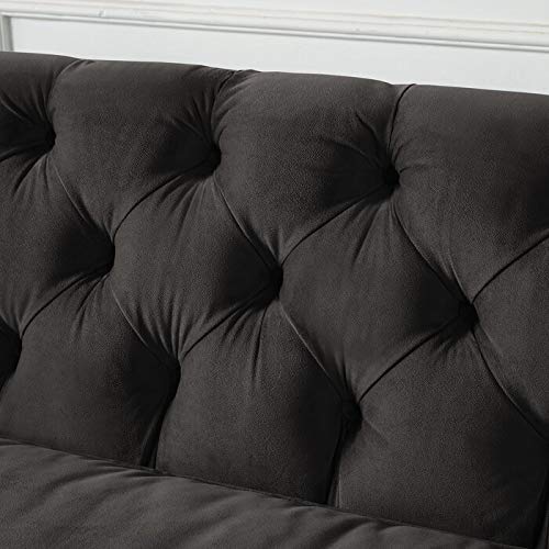 Wooden 3 Seater Sofa For Living Room (Dark Grey)