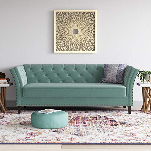 Wooden 3 Seater Sofa For Living Room (Sky Blue)