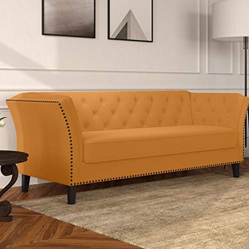 Wooden 3 Seater Sofa For Living Room (Musturd)