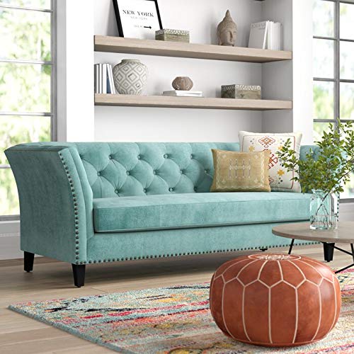 Wooden 3 Seater Sofa For Living Room (Sky Blue)