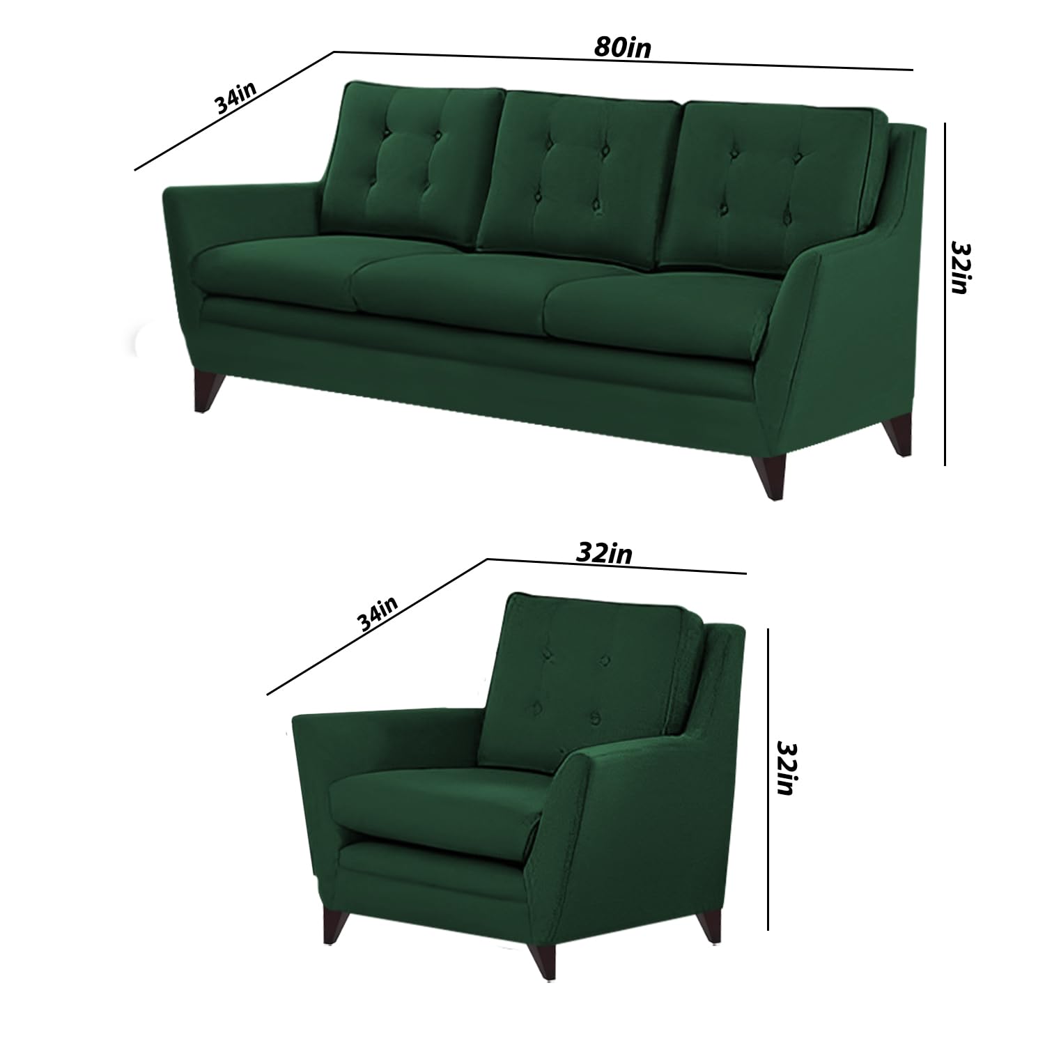 Phirkcraft 3+1+1 Seater Sofa For Living Room (Green Fabric) Premium Fabric sofa(Green)