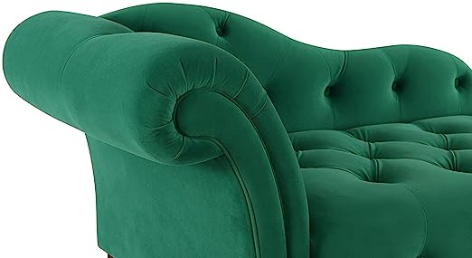 Handmade Solid Wood 2 Seater Lounge Couch – Green | Luxury Chaise Lounge Sofa for Living Room