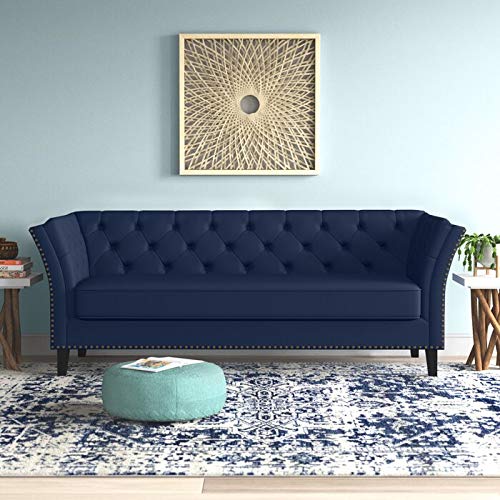 Wooden 3 Seater Sofa For Living Room (Dark Blue)