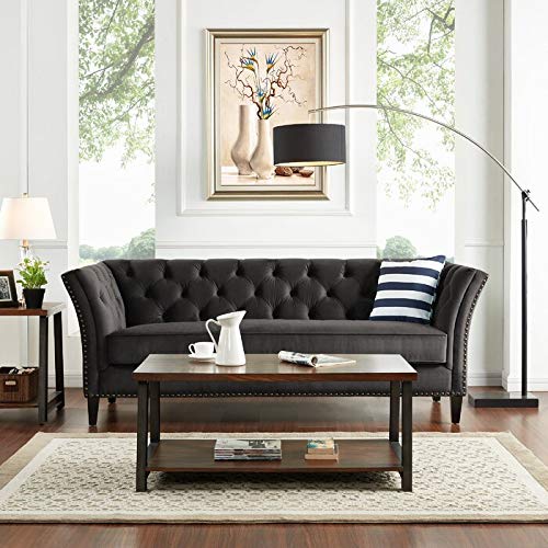 Wooden 3 Seater Sofa For Living Room (Dark Grey)