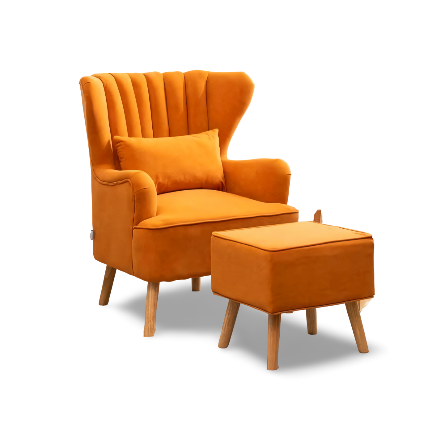 Wooden Wing Chair For Living Room (Orange)