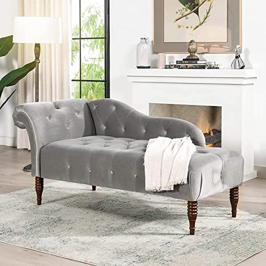 Handmade Solid Wood 2 Seater Lounge Couch – Opal Grey | Luxury Chaise Lounge Sofa for Living Room