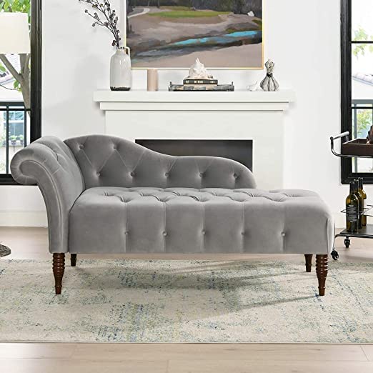 Handmade Solid Wood 2 Seater Lounge Couch – Opal Grey | Luxury Chaise Lounge Sofa for Living Room