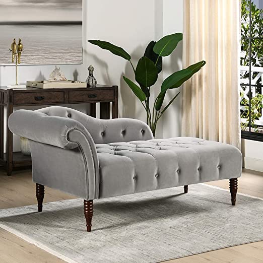 Handmade Solid Wood 2 Seater Lounge Couch – Opal Grey | Luxury Chaise Lounge Sofa for Living Room