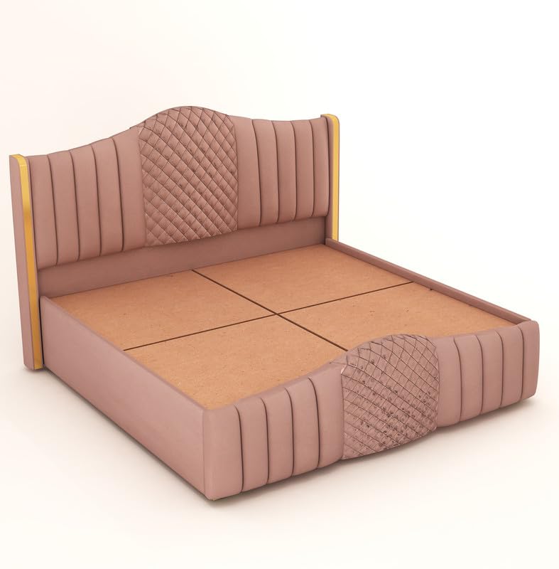 Phirkcraft Double Bed with Box Storage, Sheesham Wood,(Pink)