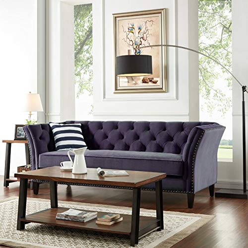 Wooden 3 Seater Sofa For Living Room (Purple)