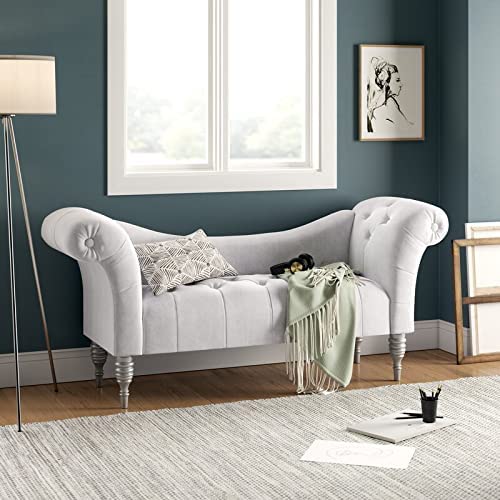 Sheesham Wood 2 Seater Sofa For Living Room (Silver White)