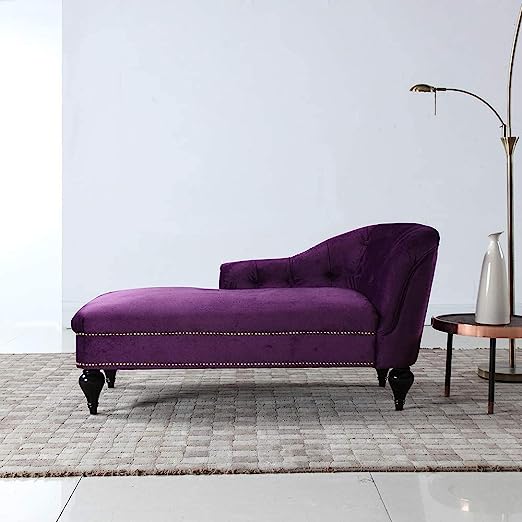 Wooden Italian Sectional Velvet Diwan Luxury Chaise Lounge Sofa (Purple)