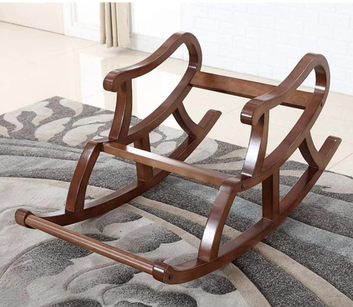 Solid Wood Rocking Chair | Balcony Rocking Chair | Recliner Adults Lazy Sofa | Home Easy Chair (Brown)
