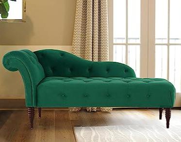 Handmade Solid Wood 2 Seater Lounge Couch – Green | Luxury Chaise Lounge Sofa for Living Room