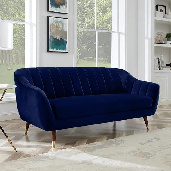 Phirkcraft Modern Heavy Duty & Luxurious Traditional 3 Seater Sofa Chesterfield Sofa Arm Sofa Three Seater Sofa for Living Room Guest Room Hotels & Office. (Blue)