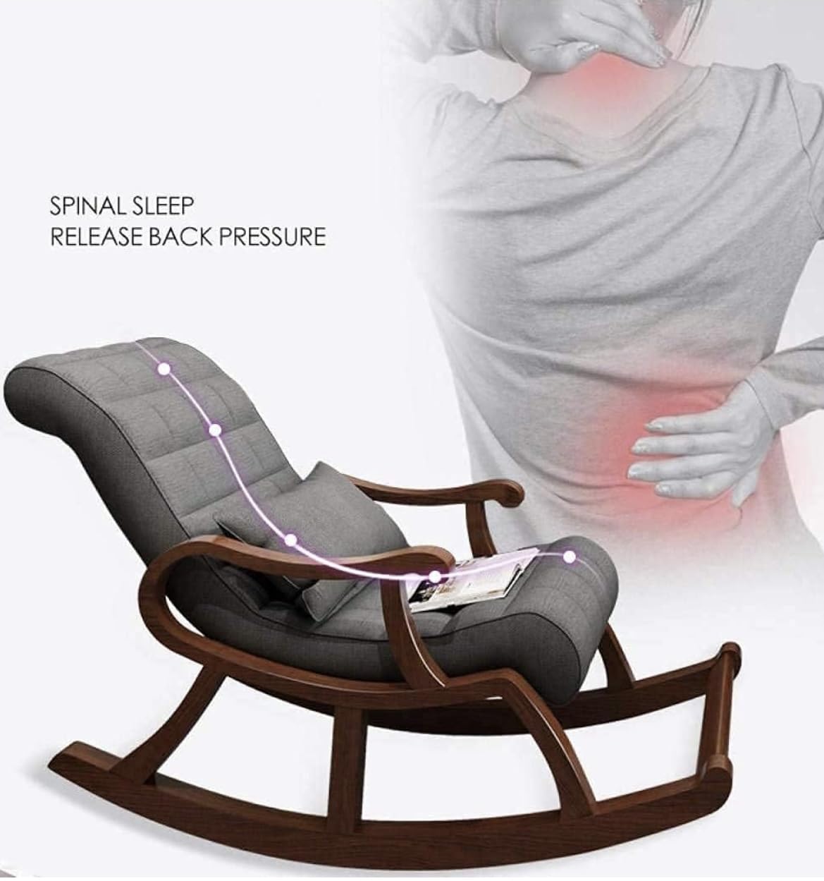 Solid Wood Rocking Chair | Balcony Rocking Chair | Recliner Adults Lazy Sofa | Home Easy Chair (Brown)
