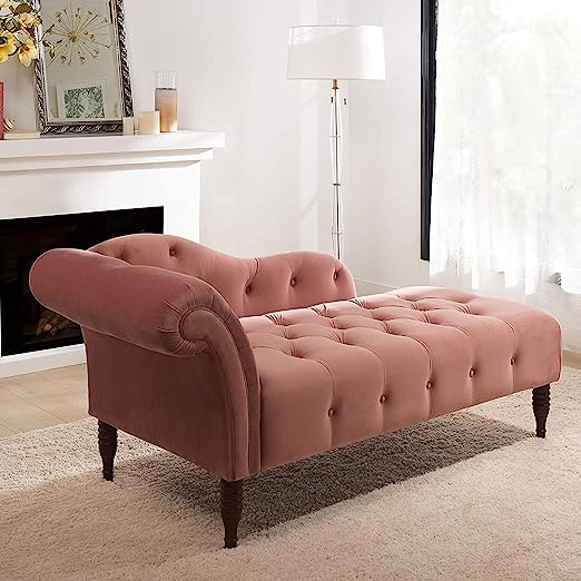 Handmade Solid Wood 2 Seater Lounge Couch – Pink | Luxury Chaise Lounge Sofa for Living Room