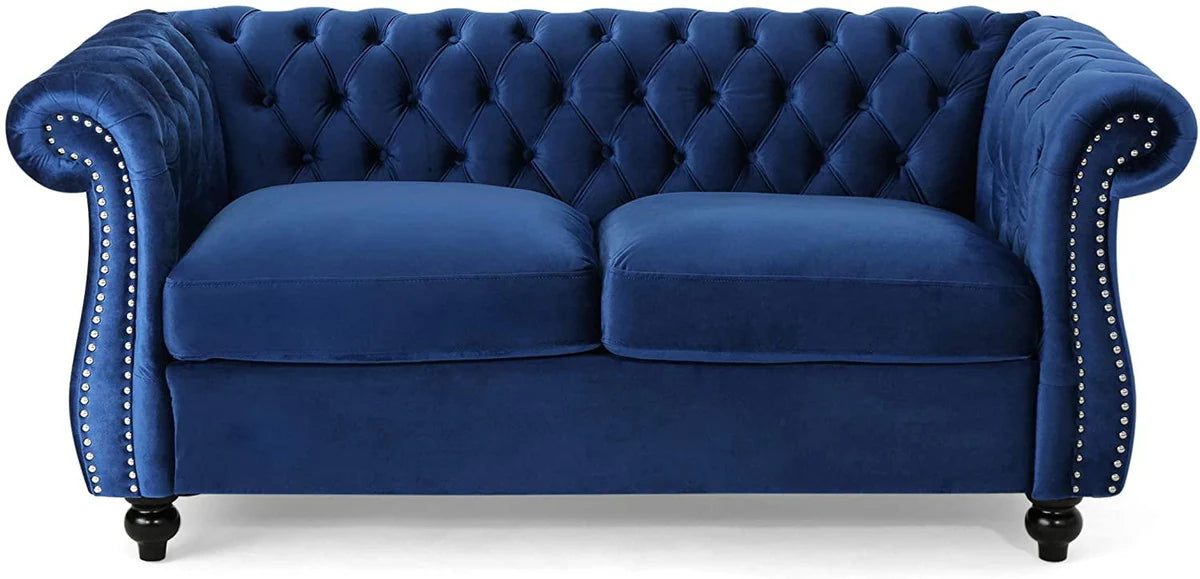Wooden 2 Seater Sofa For Living Room ( Navy Blue)
