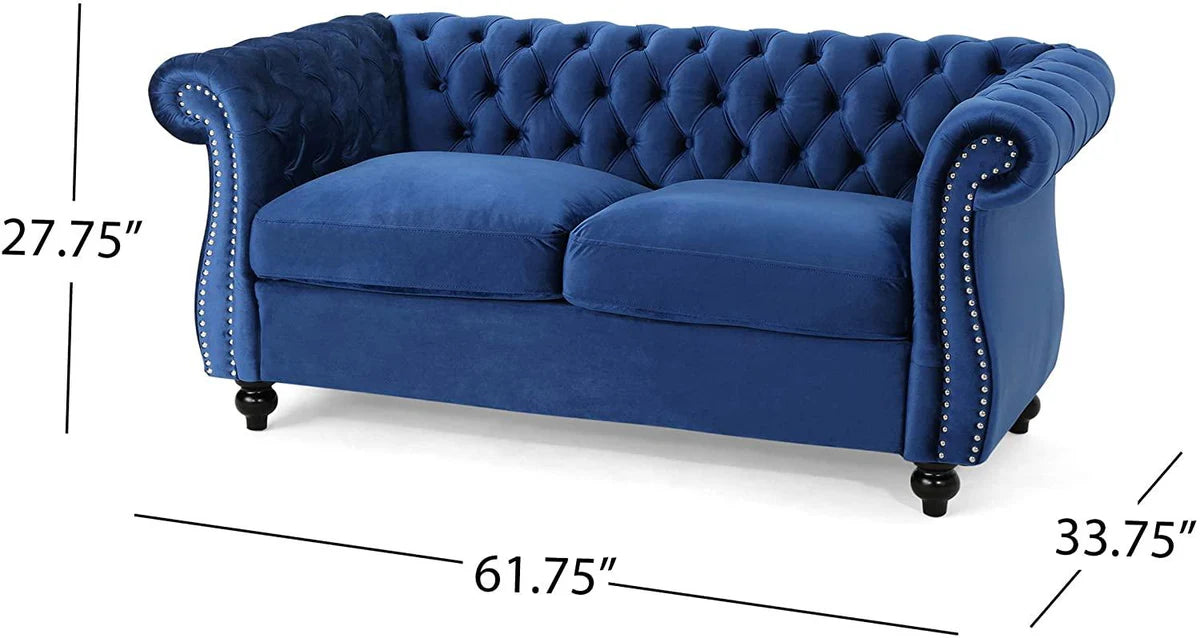 Wooden 2 Seater Sofa For Living Room ( Navy Blue)