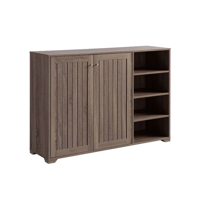 Shelf Contemporary Wood Shoe Cabinet in Dark Taupe Brown