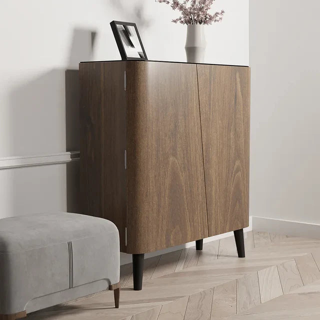 Modern Wooden Shoe Cabinet with Multi-Compartment Storage & Ventilation Design