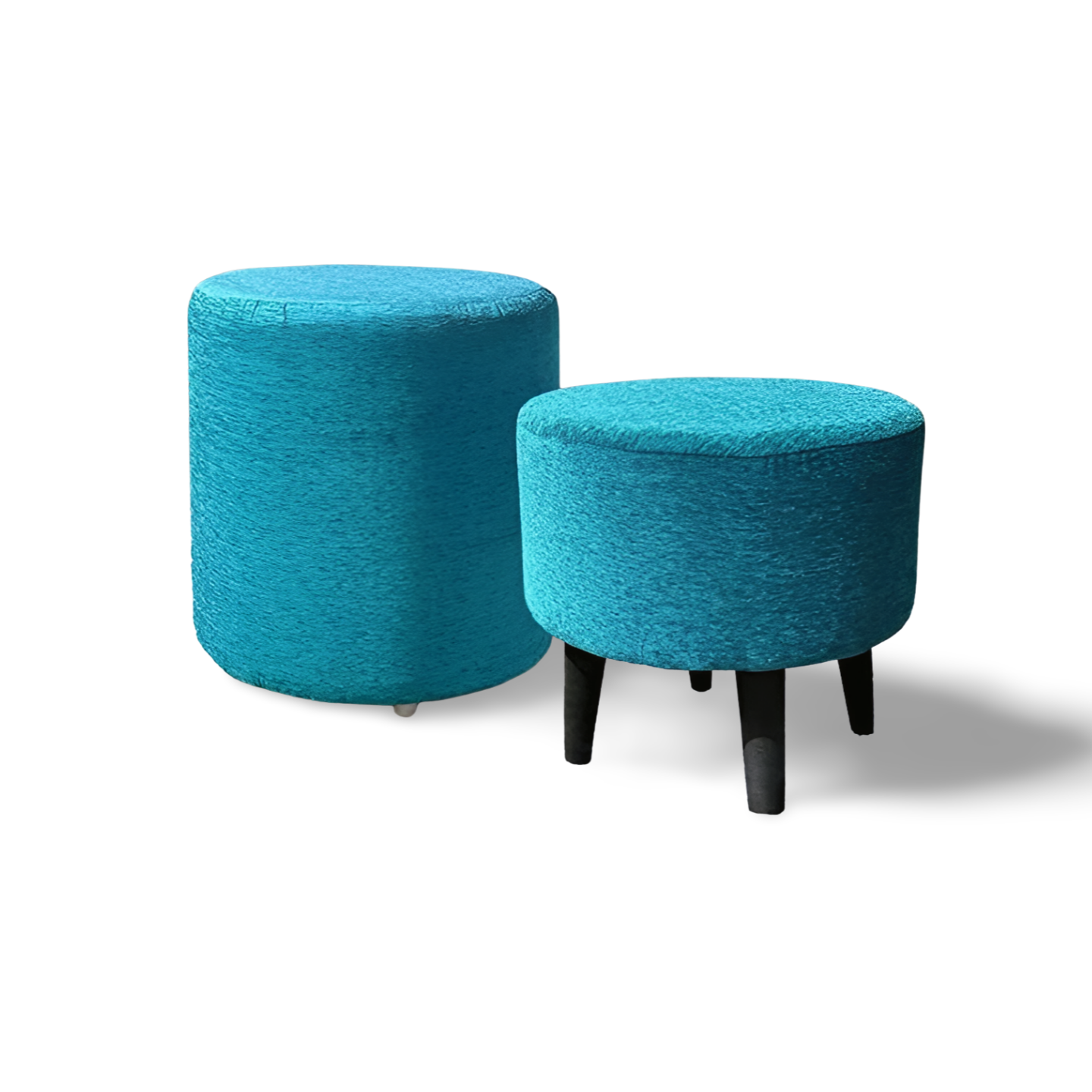 Ottoman Stool Set of 2 | Pouffes Sitting Stool for Living Room, Puffy Wooden Stools, Multicolour