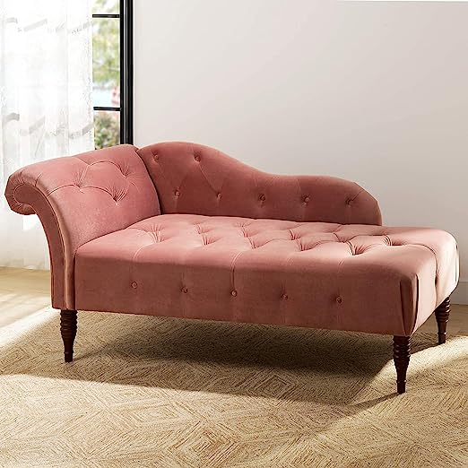 Handmade Solid Wood 2 Seater Lounge Couch – Pink | Luxury Chaise Lounge Sofa for Living Room