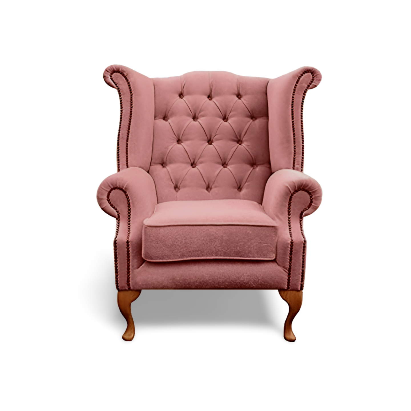  Handmade Pink Wood Wing Chair 