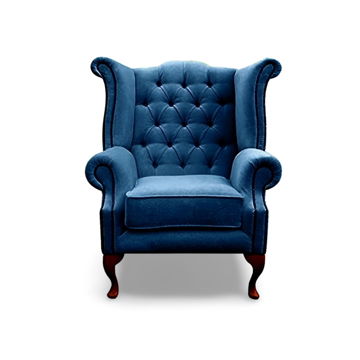  Handmade Wood Wing Chair blue color