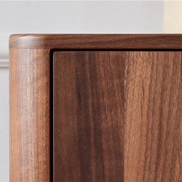Mid-Century Modern Large Cherry Wood Shoe Cabinet with 3 Doors