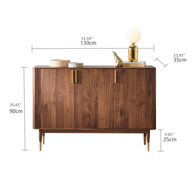 Mid-Century Modern Large Cherry Wood Shoe Cabinet with 3 Doors