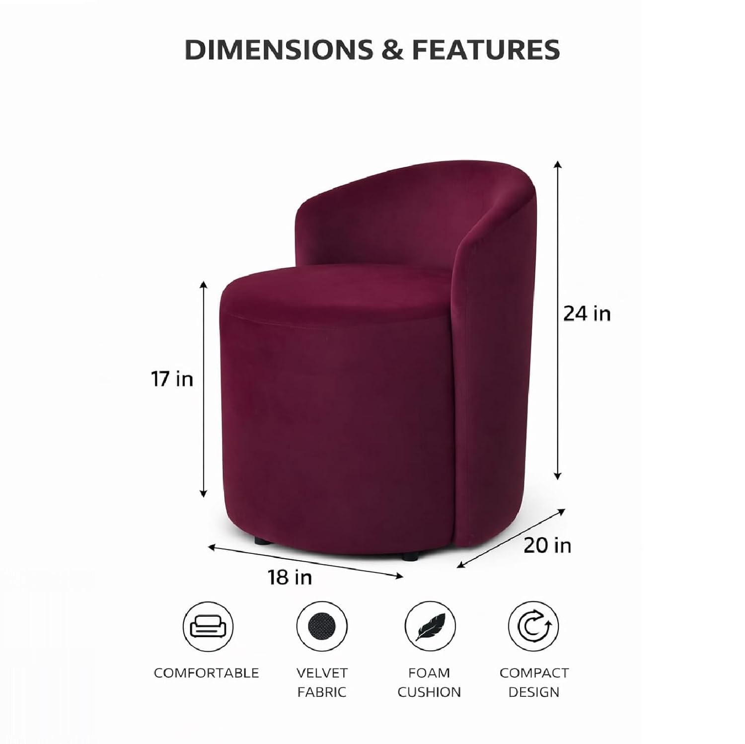 Ottoman Stool Chair with Backrest