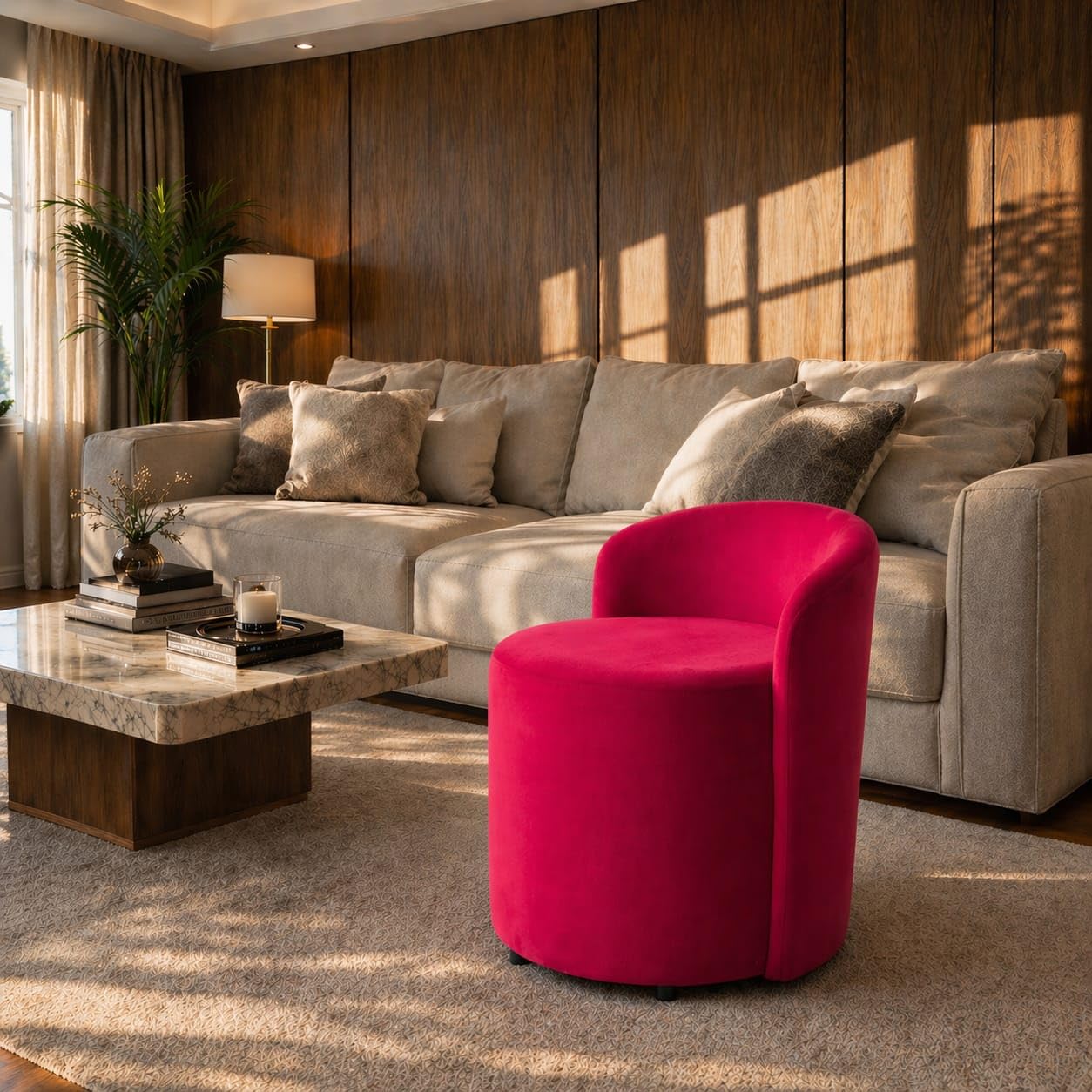 Ottoman Stool Chair with Backrest