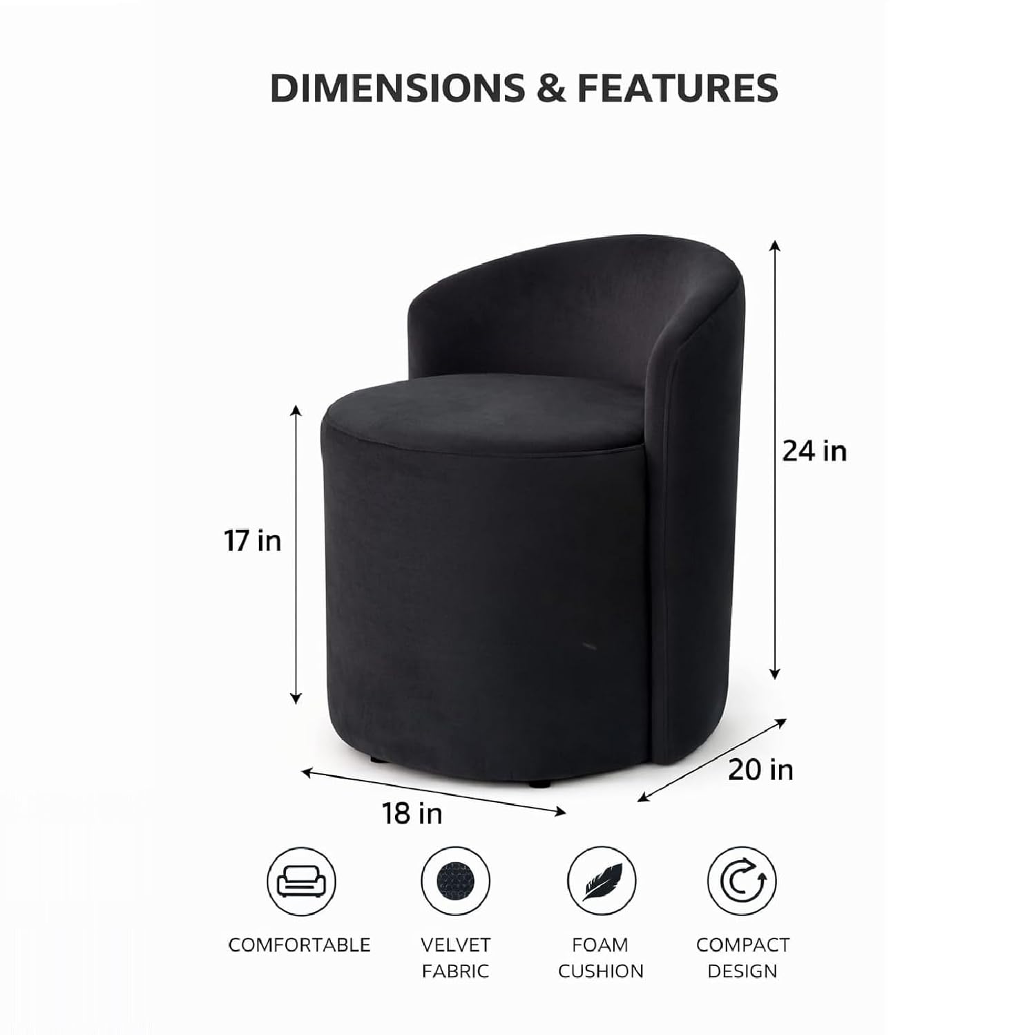 Ottoman Stool Chair with Backrest