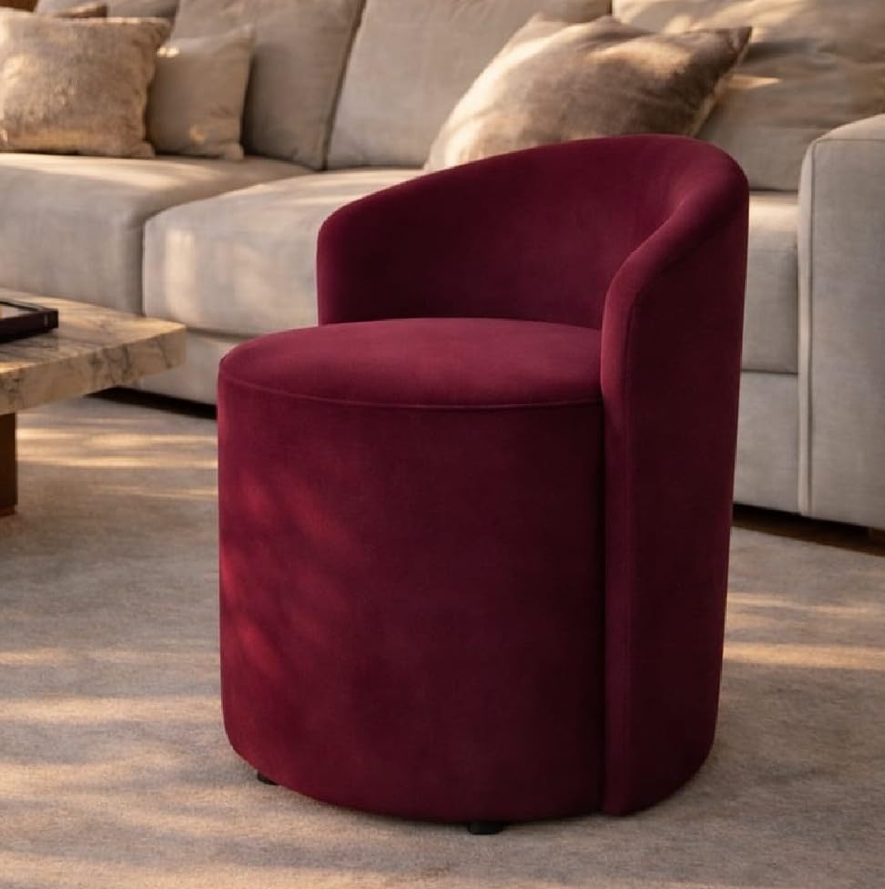 Ottoman Stool Chair with Backrest maroon